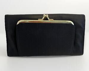 Vtg BUXTON Wallet Clutch Coin Purse Checkbook Organizer Black Leather New